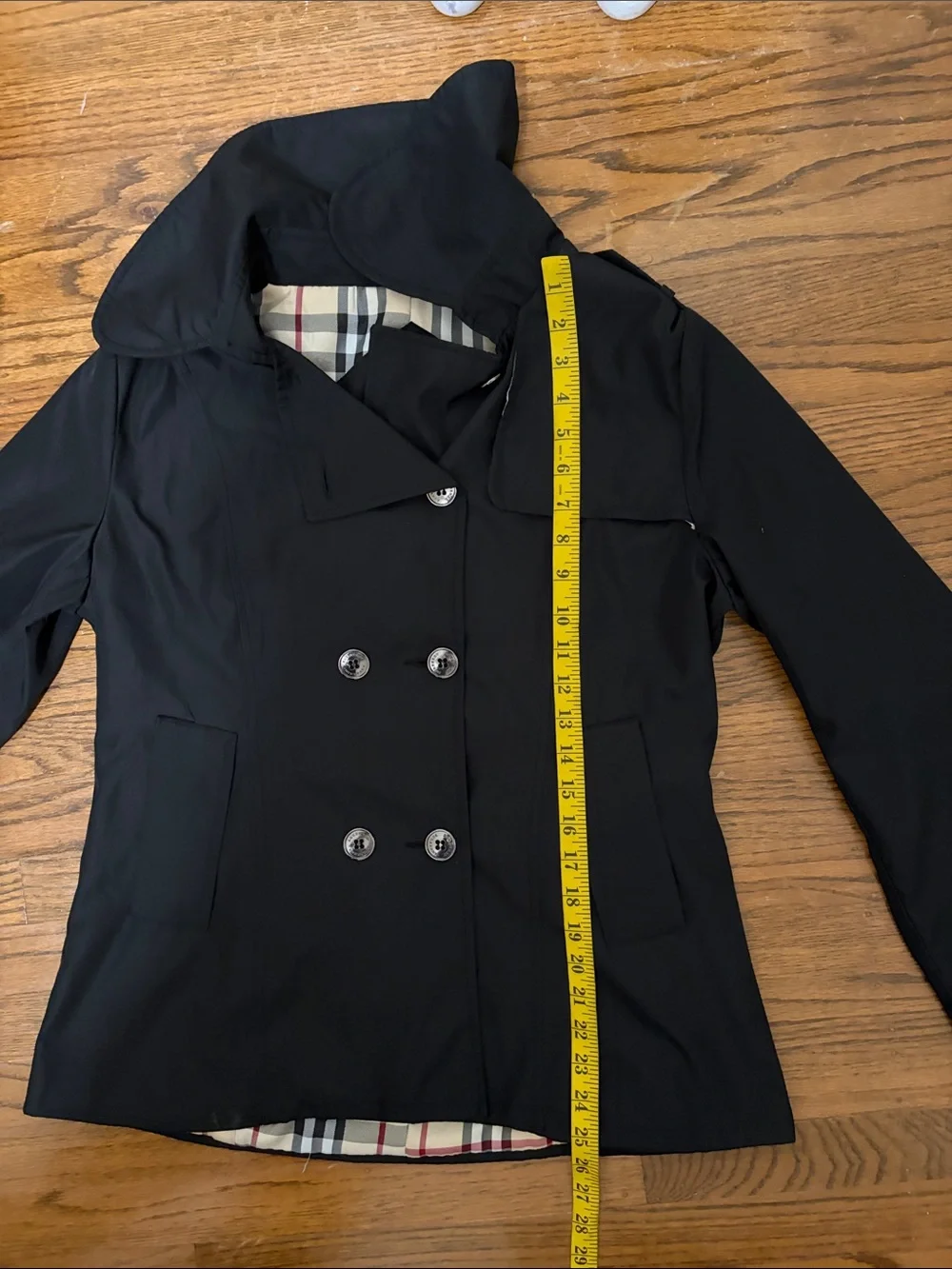 Burberry Black Double-Breasted Trench Coat Jacket Made in England - Picture 15 of 16